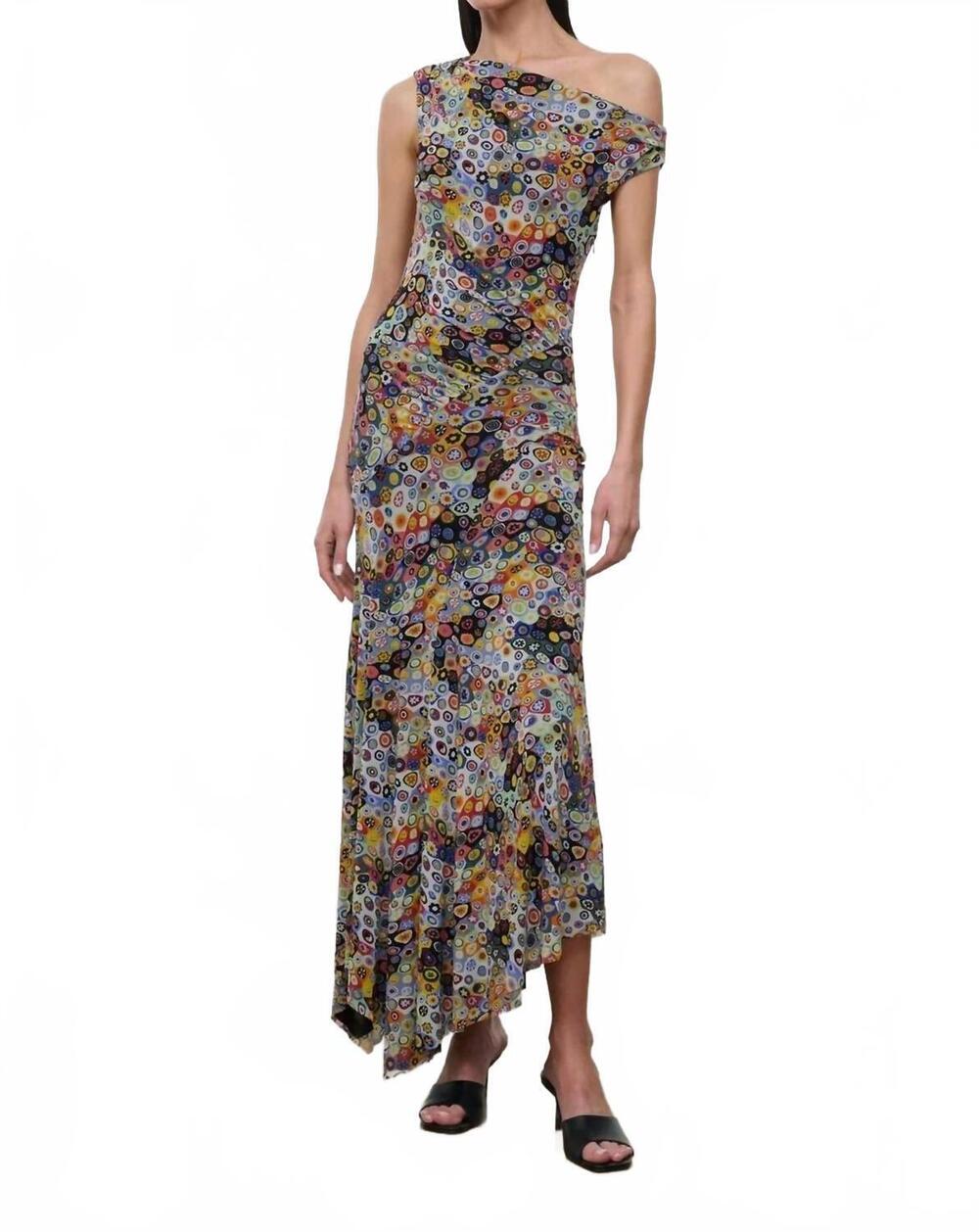 NEW STAUD amaris off the shoulder dress in millefiore mosaic